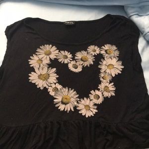 A black flowy sunflower top